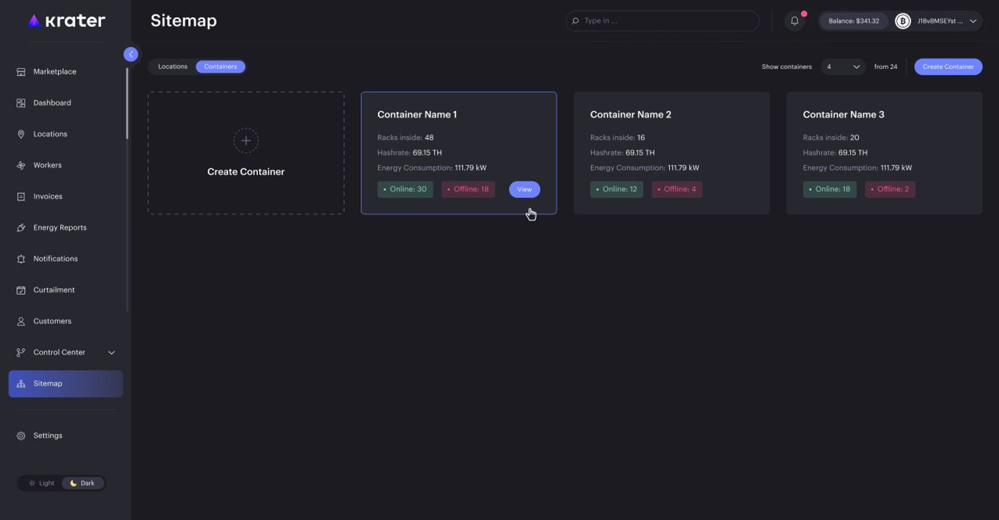 Sitemap Extension - Containers